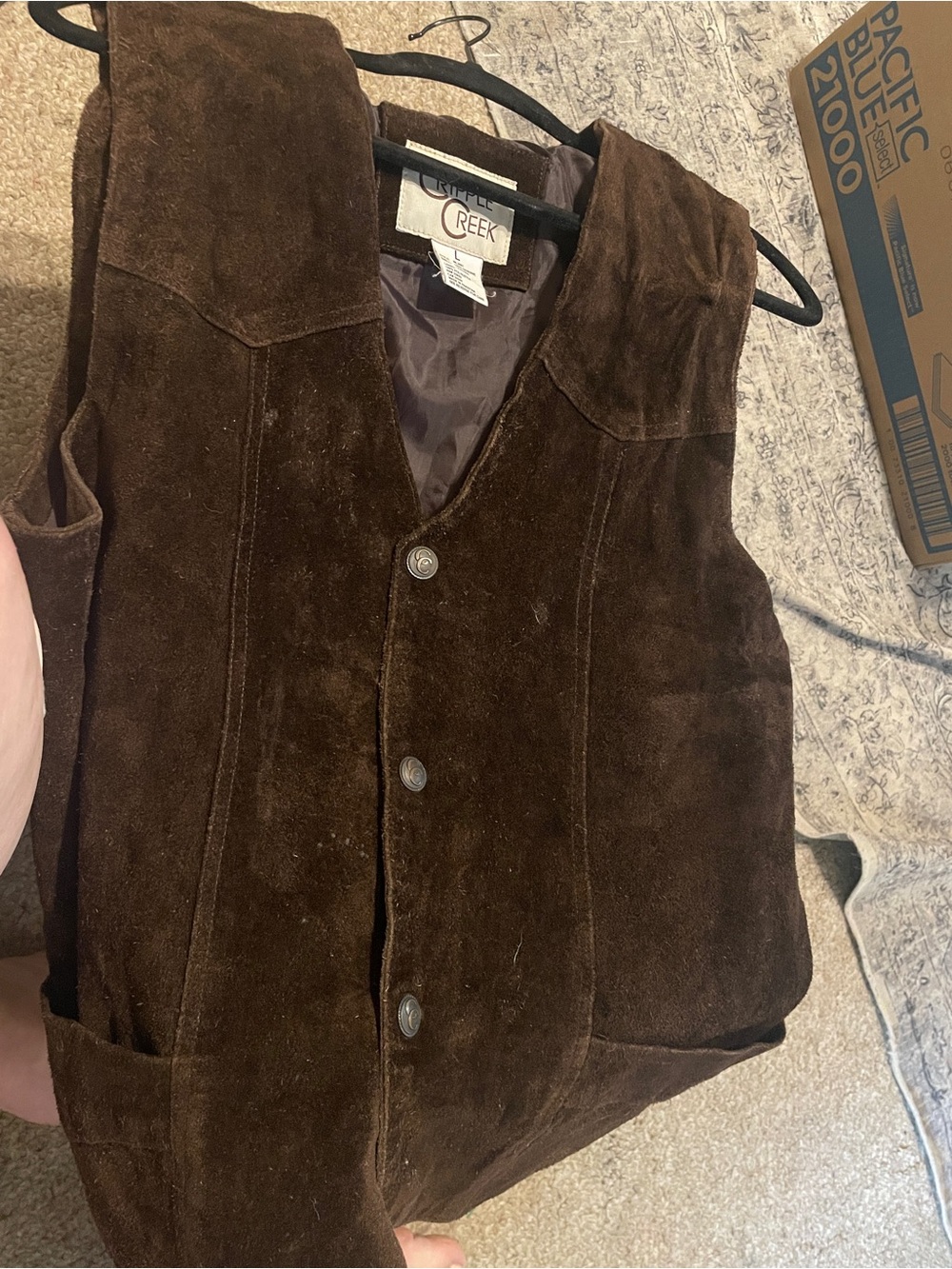 Men's Dark Brown Suede Button Vest by Timber Creek